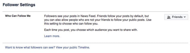 Facebook follower privacy settings