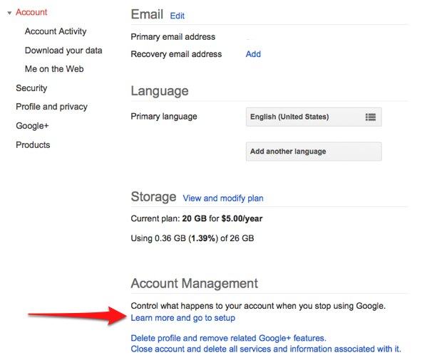 Google Inactive Account Manager