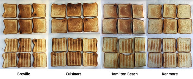 Toaster oven toasting eveness comparison