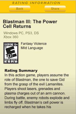 Blastman III rating If you look at any game box you'll find a quick ESRB 