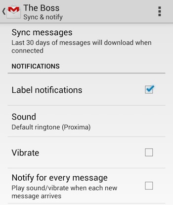 Gmail Label Settings for Android