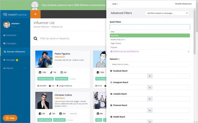 Intellifluence discover influencers