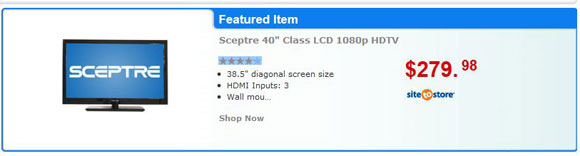 Walmart 40-inch class listing