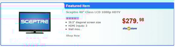 Walmart 40-inch class listing