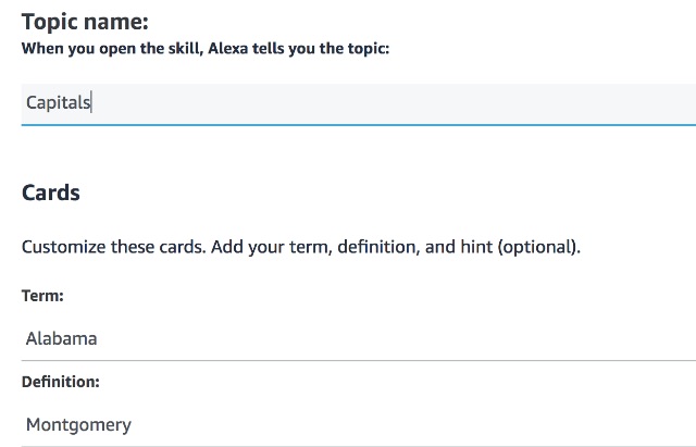 Amazon Alexa Flashcards