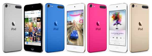 New iPod touch in blue and pink colors