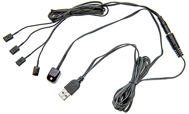 BAFX All-in-One Infrared IR Repeater Kit shown out of the box with found IR blaster heads and one receiver head