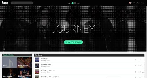 bop.fm's Journey page