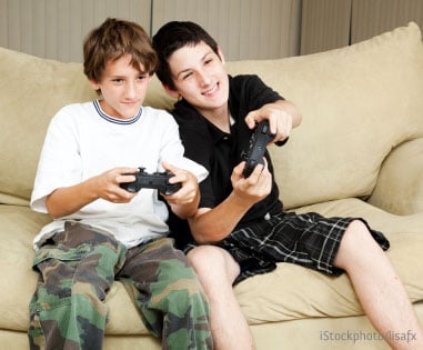 Boys playig video games