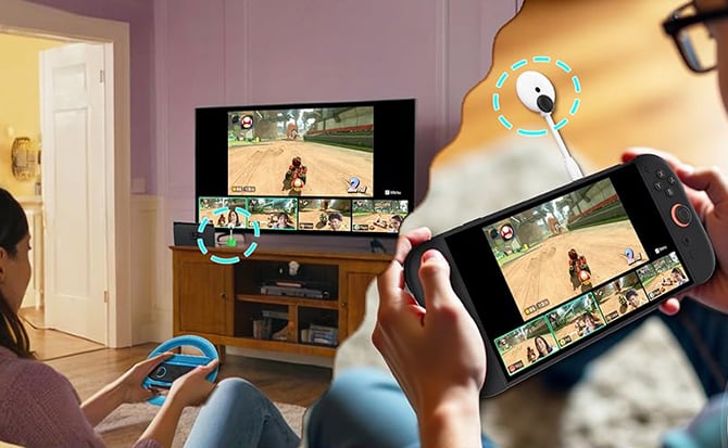 One CoolWee Camera is connected to a Nintendo Switch 2 in its dock and another is shown plugged directly into a handheld unit