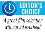 Techlicious Editor's Choice award with pull quote - a great film selection without ad overload