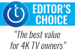 Techlicious Editor's Choice award logo with the text: The best value for 4K TV owners.