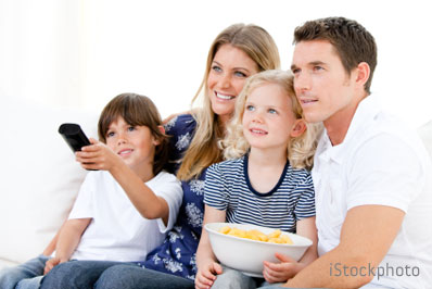 Family watching TV