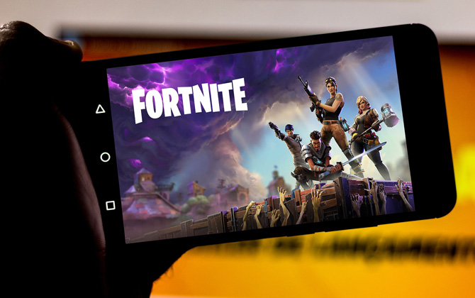 Fortnite game shown on mobile phone