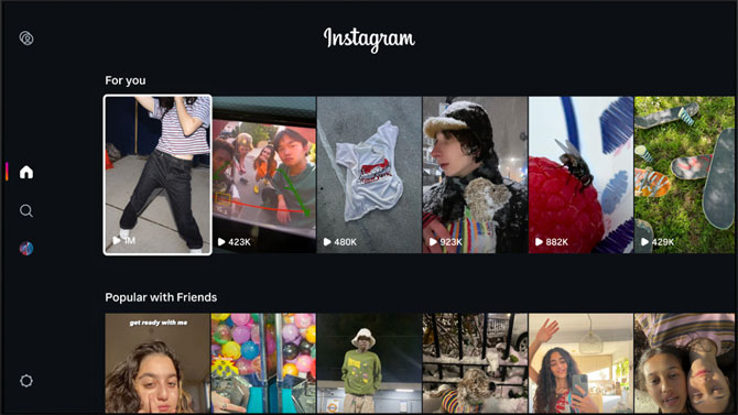TV screen full of Instagram, short video windows