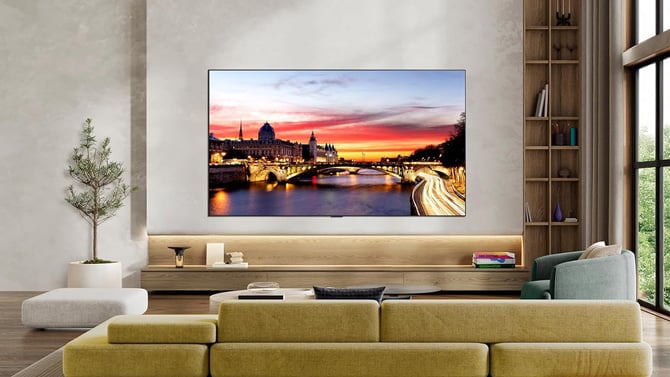 The LG C5 OLED TV is wall mounted.