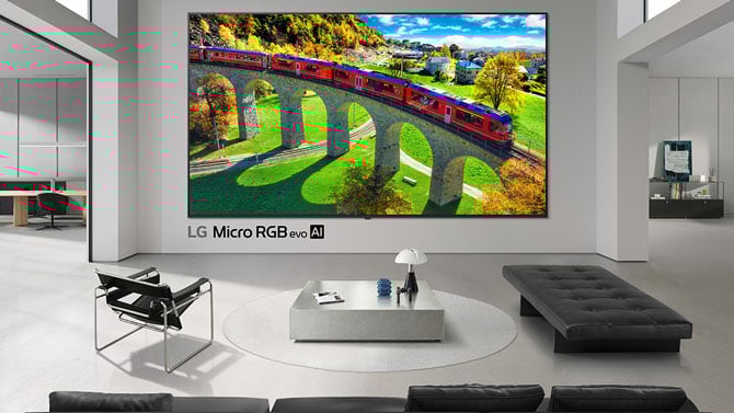 LG Micro RGV evo AI TV shown mounted on a wall