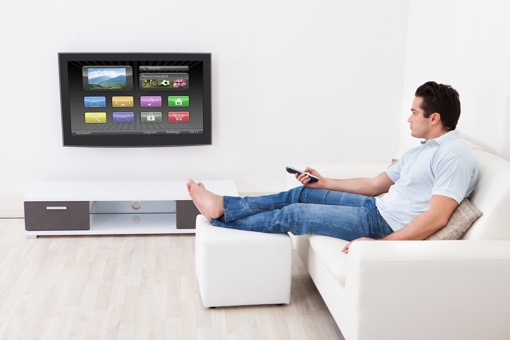 Man Watching Smart TV