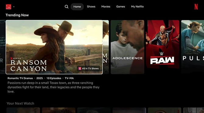 Netflix screenshot of new interface rolling out in 2025
