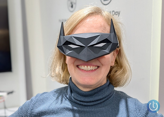 Editor-in-Chief Suzanne Kantra wears the Batman version of the RayNeo Air 4 Pro
