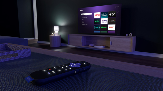 Roku Voice Remote Pro 2nd edition shown with the backlight on.