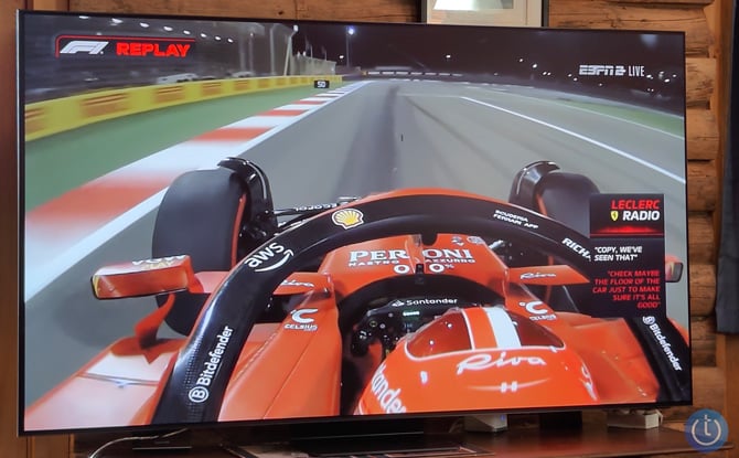 Samsung OLED S95D showing Formula 1: Drive to Survive