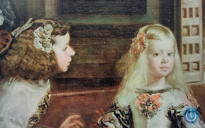 Closeup of The Frame TV showing the matte finish and texture of a painting.