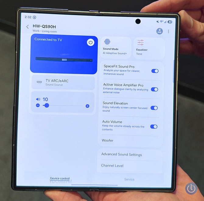 The SmartThing app lets you use the Samsung HW-S90H's more advanced features.