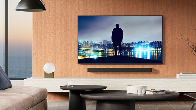 Sony's 65-inch Bravia 8 II QD-OLED TV mounted on a wall