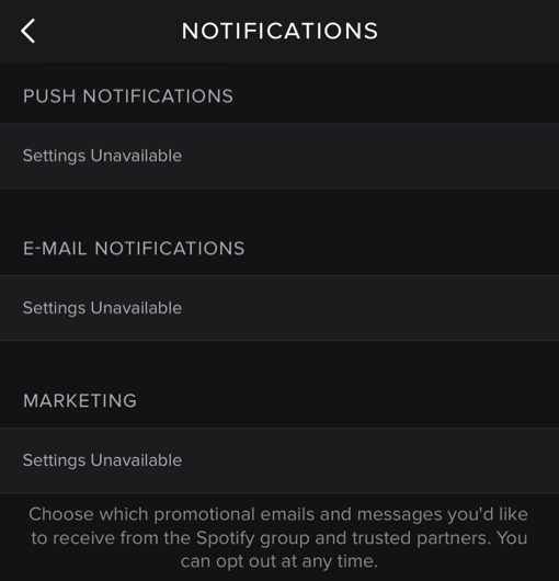 Spotify Marketing notifications