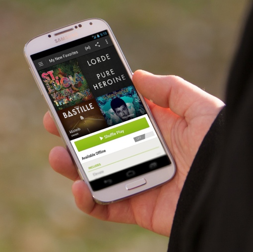 Spotify App on a Samsung Galaxy in hand