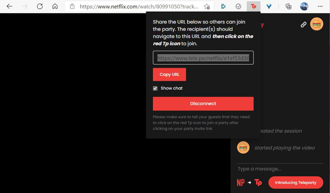 Teleparty Netflix hosting plugin for Edge