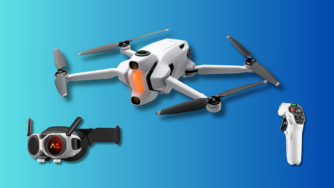 Antigravity A1 drone with its googles and handheld controller