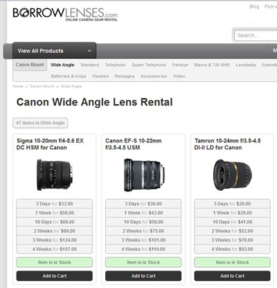 BorrowLenses  Camera Bodies, Lenses, and Equipment For Rent