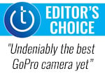 Techlicious Editor's Choice award logo with pull quote - Undeniably the best GoPro camera yet.
