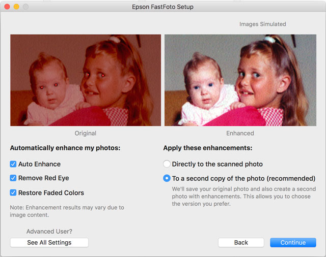 FastFoto enhance settings