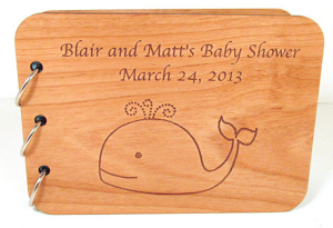 Wood-cover Baby Shower Book