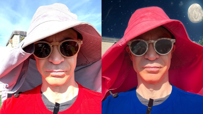 Before (left) and after (right) shots of the writer