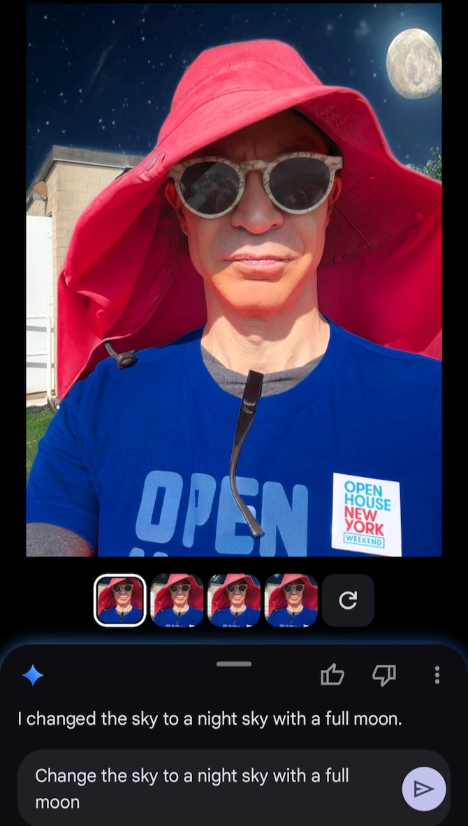Screenhot of the Google Photos app Gemini interface.