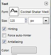 GIMP Text Options