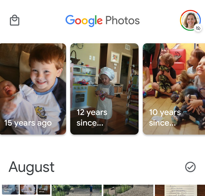Google Photos Memories carousel