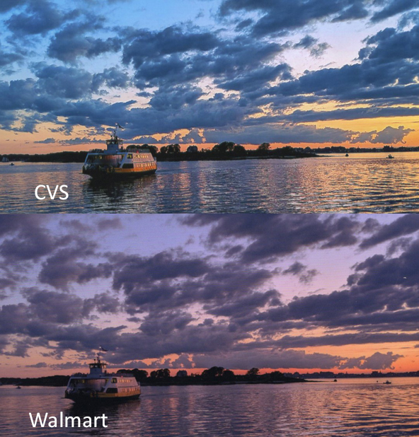 Google Photos print comparison between CVS and Walmart