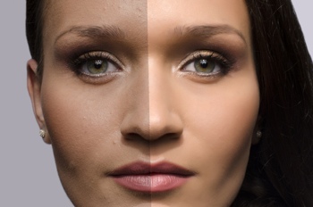 Photoshopped female model (before and after)