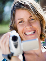 woman with camcorder