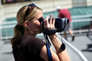 woman with camcorder