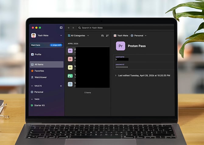 Screenshot of 1Password on a MacBook on a desk