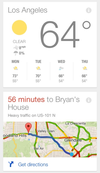 Google Now cards