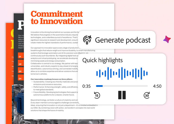 Adobe Acrobat Generate podcast concept
