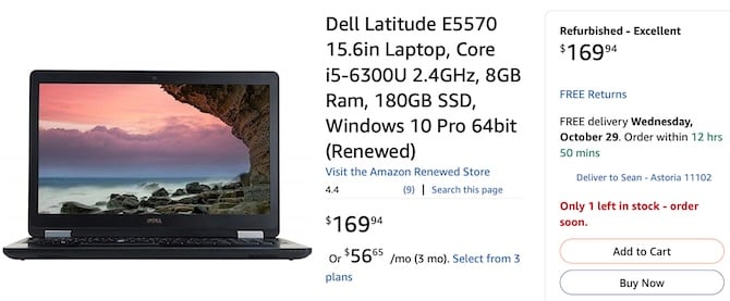 Dell Amazon Renewed laptop listing that can't be upgraded to Windows 11