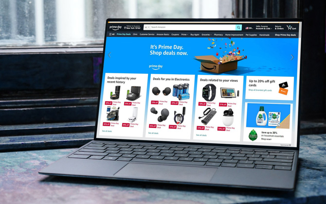 Screenshot of Amazon Prime Day sales screen on laptop.